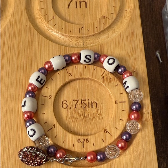 Clemson Football Glass Purple and Red Beaded Bracelet Set - Picture 2 of 6